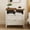 Rustic White and Honey Brown, variant on Joyyskill Farmhouse End Table with 2 Drawers Set of 2, Wooden Nightstand with Open Storage Cable Hole Freestanding Wide Bedside Table for Bedroom Living Room Sofa, Natural Oak