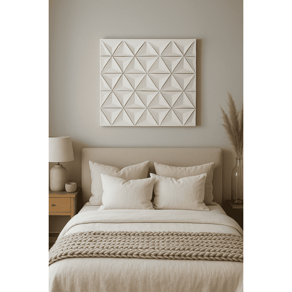 White Square Shape Handcrafted MDF Wall Decor – 16"x16" Elegant Home Accent