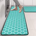 thumbnail image 2 of Kitchen Rugs Sets Of 2,Turquoise Geometric Quatrefoil Pattern Anti Fatigue Kitchen Mat Rugs Non Slip Washable,Decorative Kitchen Floor Mats for Kitchen,Sink,Laundry,17"x47"+17"x47", 2 of 5