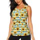 thumbnail image 1 of Balery White Blue Striped Sunflower Camiseta sin mangas estampada ligera para mujer, tops de entrenamiento sin mangas, camisetas de yoga transpirables de secado rápido.-Small, 1 of 7