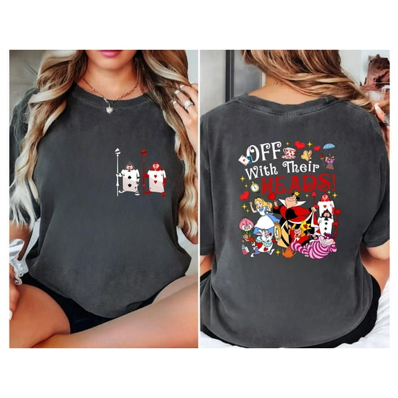 Alice In Wonderland Villain Off With Their Heads T-Shirt, Queen Of Hearts Villain, Card Soldiers, Disneyland Family Tees