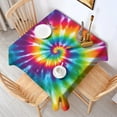 thumbnail image 2 of Colorful Rainbow Tie Dye Spiral Pattern Square Tablecloth,Waterproof Square Table Cover,Wipeable Spillproof Washable Table Cover for Home Kitchen Party Decor 52"x52"(132x132cm), 2 of 6