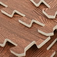 thumbnail image 2 of 10-Piece EVA Puzzle Floor Mat Set, Anti-Footprint Wood Grain Exercise Flooring Home Gym, Living Room, Play Area Brown, 2 of 7