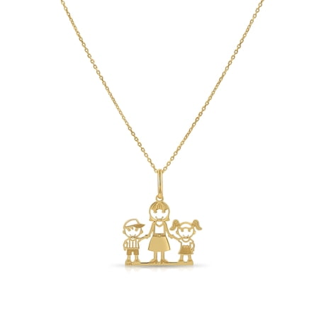 Tilo Jewelry 14K Yellow Gold Mom Daughter and Son Pendant Charm Necklace for Women & Unisex | 18 Inch Cable Chain Tilo Jewelry 14K Yellow Gold Mom Daughter and Son Pendant Charm Necklace for Women & Unisex | 18 Inch Cable Chain