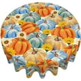thumbnail image 2 of Fall Round Tablecloth 60Inch Autumn Pumpkin Sunflower Circle Table Cloth Colorful Thanksgiving Decorative Reusable Heat Resistant Table Cover for Kitchen Dining Holiday Farmhouse, 2 of 6