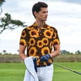 thumbnail image 3 of Rateoe Red Black Plaid Sunflower Pattern Men's Short Sleeve Polo Shirts, Golf Polo Shirts Short Sleeve Performance Moisture Wicking Dry-Large, 3 of 6