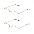 thumbnail image 3 of EYE ZOOM 2 Pack Reading Glasses Metal Rectangular Half Rimless Readers with Case for Men and Women, Silver +2.50, 3 of 5
