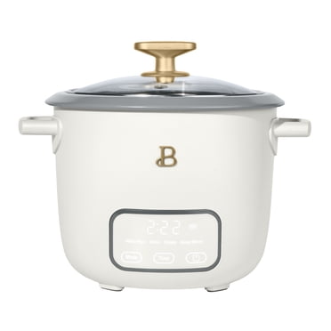 Beautiful 6-Cup Cooked, 3-Cup Uncooked Digital Electric Rice and Grain Cooker with Glass Lid, White Icing by Drew Barrymore