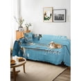 thumbnail image 3 of Farmhouse Wooden Grain Couch Cover, Vintage Shabby Chic Flower Blue Sofa Cover Blanket for 2 Seat Cushion, Sectional Sofa Slipcover Furniture Protector for Living Room Bedroom 71''x102'', 3 of 9