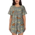 thumbnail image 1 of Balery Dachshund Dog Bird Conjunto de Pijama para Mujer con Estampado, Dos Piezas de Manga Corta y Shorts, Ropa de Dormir Suave con Cuello Redondo y Bolsillos-4X-Large, 1 of 6