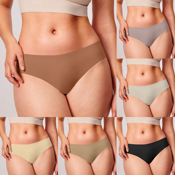 Bovxnpu Women's Plus Size Panties, Women's Seamless Brief Underwear, Ladies Seamless Ice Silk Mid Waist Underwear Underwear