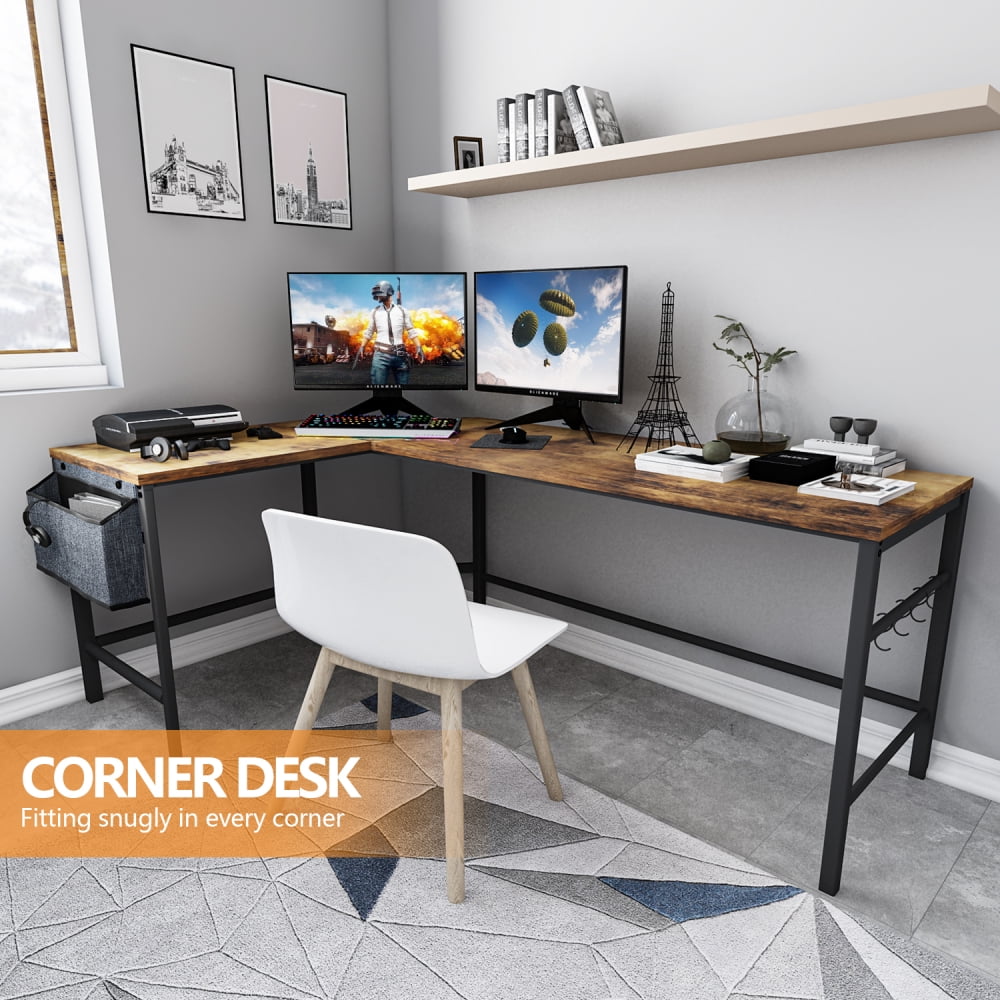 Details about   L-Shaped Computer Desk Corner Home Office Workstation Large Laptop Table Shelves 