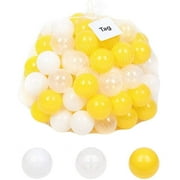 100-500pcs 5.5cm Fun Soft Plastic Ocean Ball Swim Pit Toys Baby Kids Toys （Yellow white Transparent）