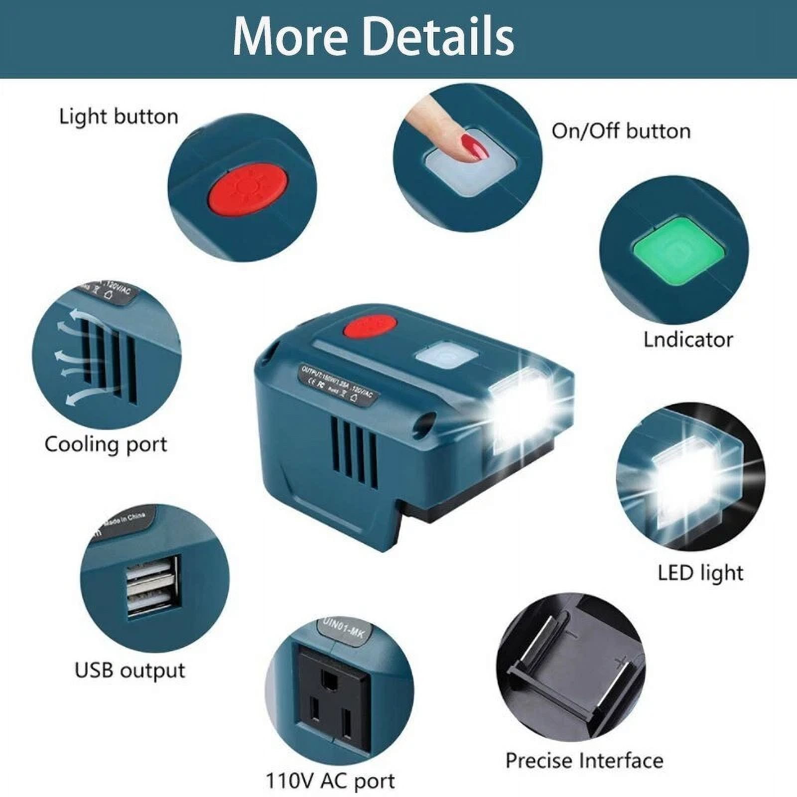 Power Source for Makita 18V Li-ion Battery Inverter Generator with Light USB