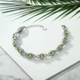 thumbnail image 5 of Gem Stone King 925 Sterling Silver Green Peridot Tennis Bracelet for Women (9.10 Cttw, Gemstone Birthstone, Oval 6X4MM, 7 inch Bracelet With 1 inch Extender), 5 of 5