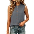 thumbnail image 6 of TGSLY Women's Linen Mandarin Collar Tank Tops Lightweight Soft Crew Neck Sleeveless Button Down Vest Relaxed Fit Dressy Casual Solid Color Shirts with Pocket XXXL, 6 of 7