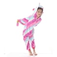 thumbnail image 3 of Pijama de una pieza con dibujos de animales para niños, ropa de hogar de manga larga de franela con diseño de caballo y cielo estrellado de arcoíris, 3 of 6