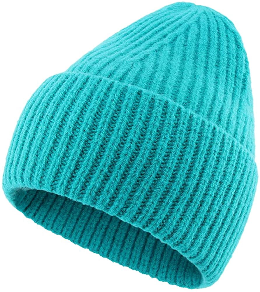 Men Women Winter Cuffed Rib Knit Beanie 