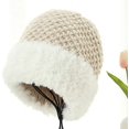 thumbnail image 2 of CoCopeaunts Knitting Bucket Hat Versatile Basin Hat Autumn Winter Warm Cold Proof Thickened Ear Protection Basin Hat Plush Brim, 2 of 8