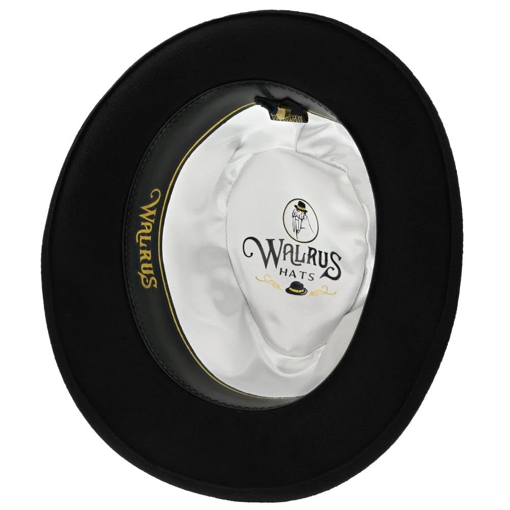 Walrus Hats Compass Black Diamond Crown Fedora – 100% Australian Wool Felt Hat with Grosgrain Band & Walrus Logo Pin – Stylish Unisex Fedora