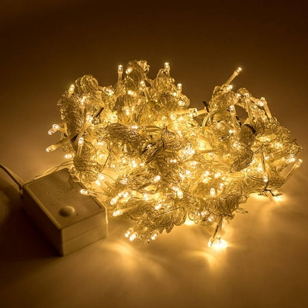 LED Concepts Curtain String Icicle Fairy Lights-300 LED with 8 Lighting Modes-UL Listed Power Supply-Perfect for Holiday/Christmas Decor, Weddings, Garden, Canopy Bed Curtains and more (Warm White)