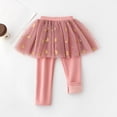 thumbnail image 2 of Gubotare Leggings Girls Skirt Girls School Uniform Pants Warm Stretchy Athletic Leggings with Skirt Size 5T 6T (Pink,5-6 Years), 2 of 7