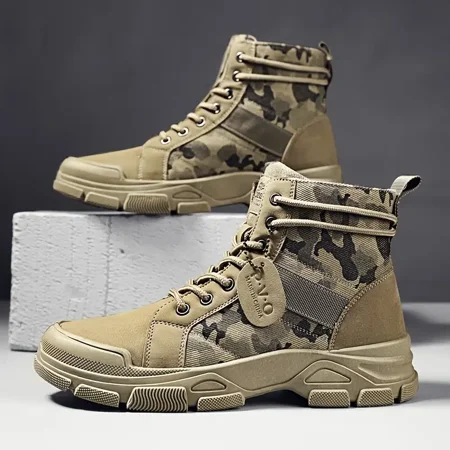 

Men‘s Boots High Heel Camouflage Canvas Ankle Boots For Running And Mountaineering In Autumn And Winter