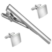 Yoursfs Cufflinks And Tie Clip For Men Stainless Steel Silver Square Cuff Links Blanks Metal Regular Men's Holiday Gifts Jewelry Set