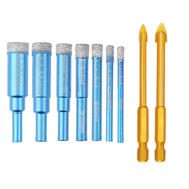 9 Pcs 516mm Brazed Diamond Dry Ceramic Tile Drill Bit Marble Granite