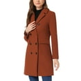 thumbnail image 5 of INSPIRE CHIC Women's Winter Coat Notched Lapel Double Breasted Trench Coat S Reddish Brown, 5 of 7