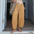thumbnail image 4 of Tqcoqu Womens Baggy Barrel Pants High Waisted Wide Leg Casual Elastic Drawstring Cropped Loose Trousers with Pockets,Brown,Women's S-XXXL, 4 of 9