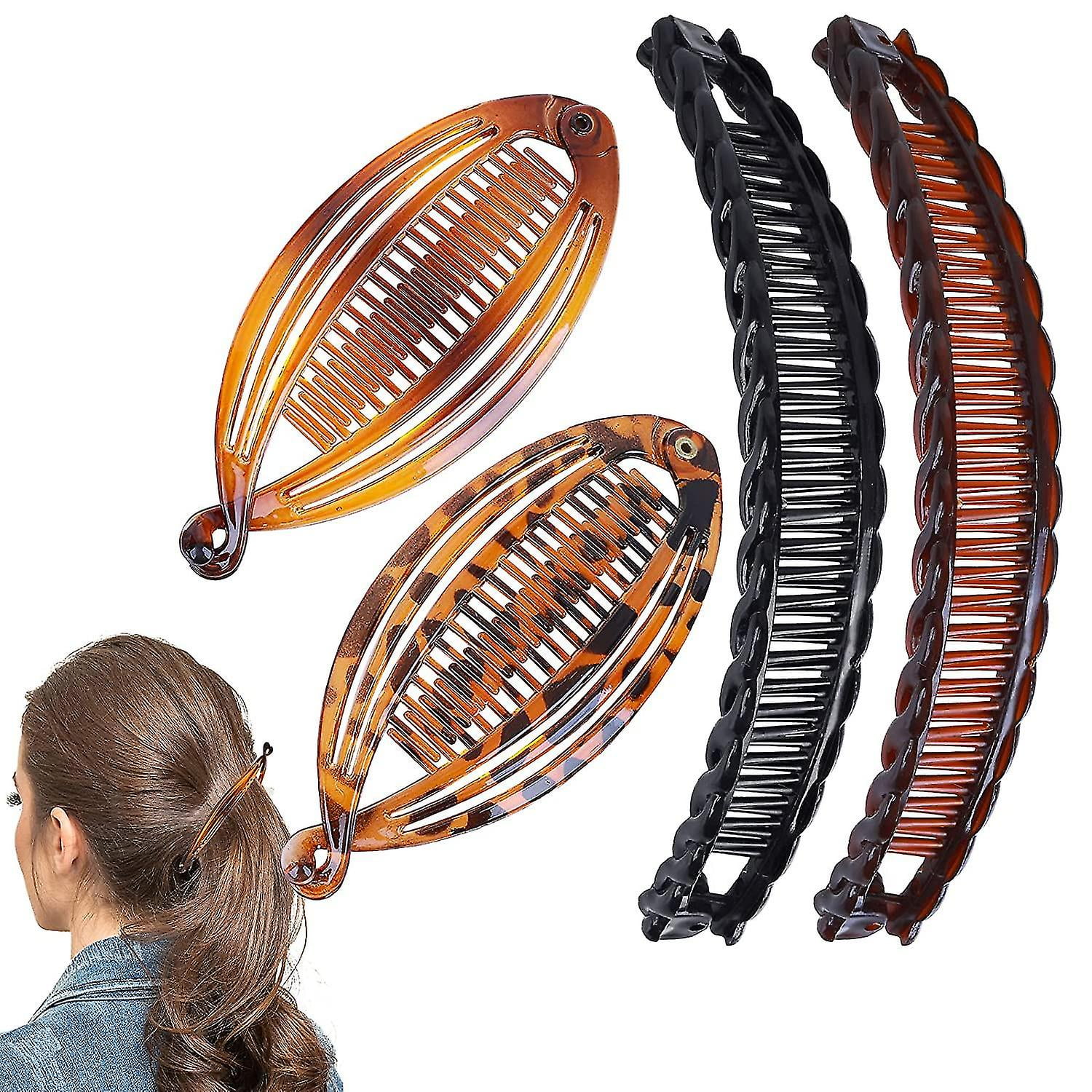 NinebeCJ 4 Pieces Banana Hair Clips In Vintage Style, For Thick, Curly