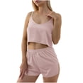 thumbnail image 1 of Mikilon Ensemble de Détente Confortable pour Femmes, Tenue d'Intérieur 2 Pcs, Camisole à Bretelles, Soie Simulée, Ensemble de Détente Décontracté, Rose, P, 1 of 6