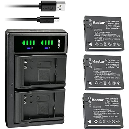 Kastar 3-Pack Battery and LTD2 USB Charger Replacement for Panasonic Lumix DMC-FX38T DMC-FX38W Lumix DMC-FX55 DMC-FX55EB-K DMC-FX55EF-K DMC-FX55EF-S DMC-FX55EG DMC-FX55EG-K DMC-FX55EG-S DMC-FX55GK