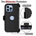 thumbnail image 4 of Belt-Clip Holster Case for iPhone 14 Pro, Drop Protection Full Body Rugged, Heavy Duty Shockproof Locking Swivel Holster Kickstand Phone Cover - Navy, 4 of 5