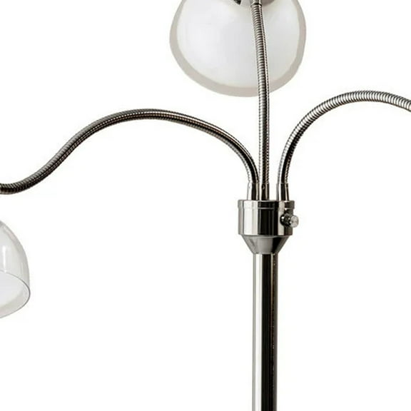 Adjustable Three Light Floor Lamp in Polished Nickel Finish With Frosted Inner Shades