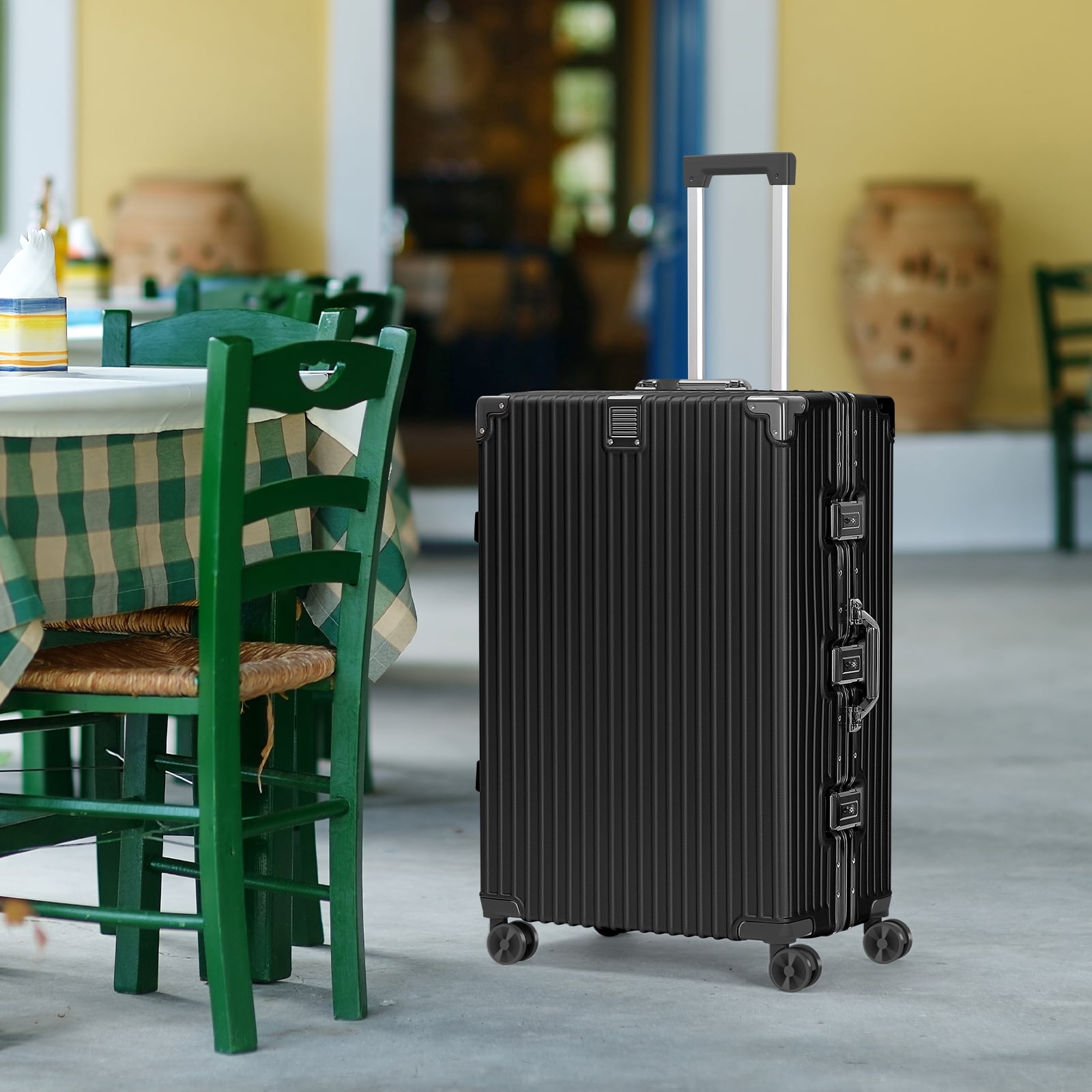 2-Piece Hardshell Luggage Set, 20& 28" Aluminum Frame Hardshell Spinner Luggage, Airline Approved Carry-On Luggage, TSA Lock, 360° Quiet Wheels, Large Suitcase for Travel