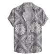 thumbnail image 1 of Camisas Vaqueras Para Hombre Manga Larga Camisa informal con solapa suelta para hombre, camisa con botones de manga corta con estampado Digital de y personalidad, Top de verano hawaiano (White, XL), 1 of 7