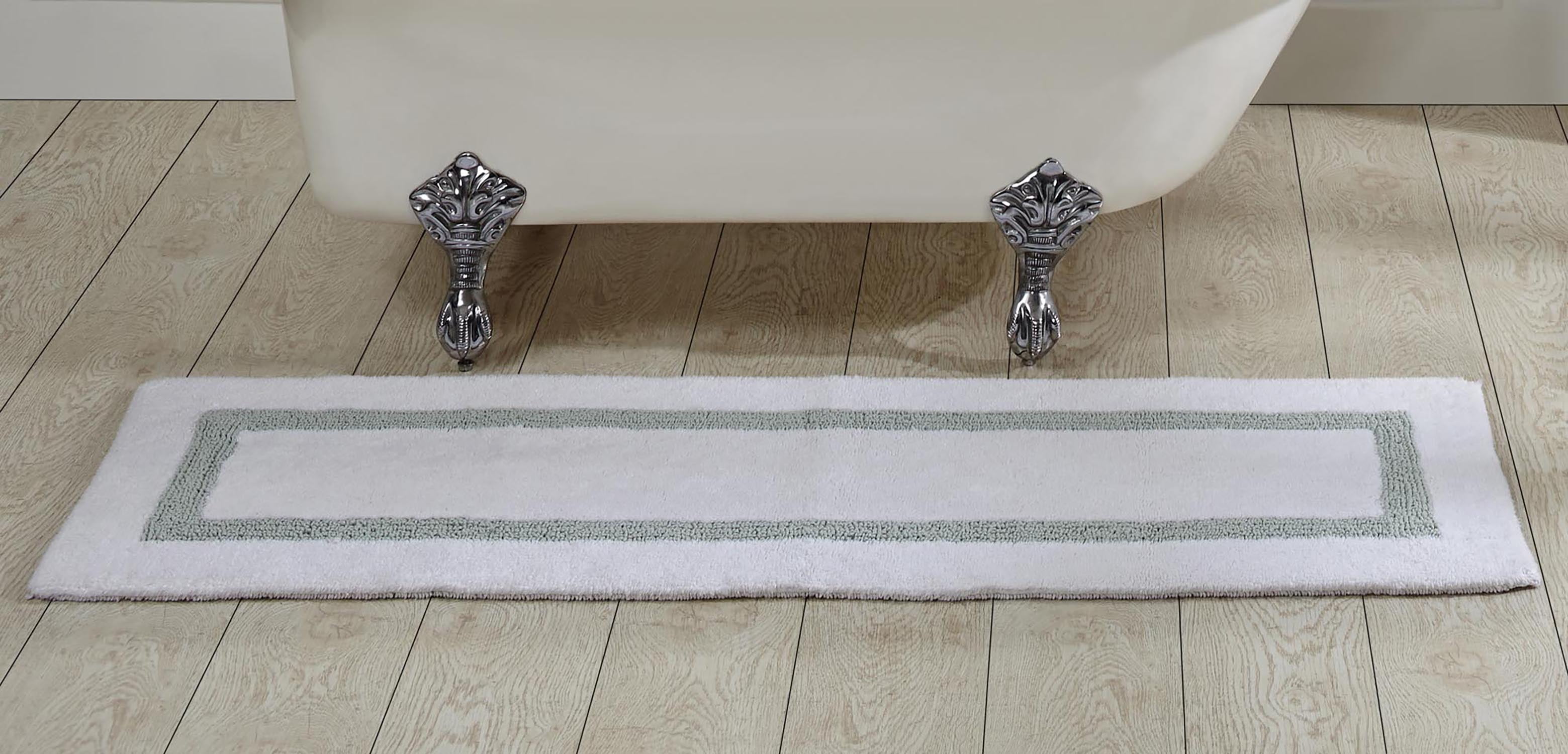 Better Trends Hotel 100 Cotton 20" x 60" Bath Rug White/Blue