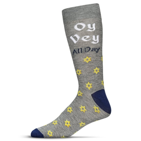 MeMoi Men's Oy Vey All Day Bamboo Crew Socks - Mens - Male, 10-13, Med Gray Heather