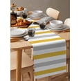 thumbnail image 6 of ERUNPONLY Orange Grey Striped Table Runner - 72 Inch Long Geometric Vertical Stripes White Cotton and Linen Blended Dress Scarves Farmhouse Table Runner for Kitchen Dining, Coffee Table, 16" x 72", 6 of 8