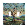 thumbnail image 2 of Dailycode Light Switch Plate Covers 3 Gang Wall Plate Plastics Outlet Covers for Kitchen Home Office Decor Vibrant Whimsical Tree, 2 of 8