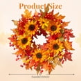 thumbnail image 6 of 20" Sunflower Fall Wreath with Maple Leaves & Berry, Autumn Artificial Wreath for Front Door Outside Thanksgiving Halloween Window Home Wall Farmhouse Holiday Outdoor Indoor Décor (Yellow), 6 of 7