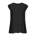 thumbnail image 4 of Beach Vacation Clothes for Women, Yigetop Womens T Shirts Short Sleeve Pleated Casual Cap Sleeve Summer Tops Blouses Women's Tops, Tees & Blouses Black 2XL, 4 of 9