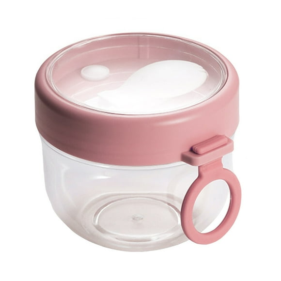 Miangastore 1 Set of Clear Cereal Bowls Oatmeal Cups Pink PC Fall Resistant for Office Workers on Travel