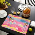 thumbnail image 3 of Colorful Cloud Star Pattern Summer Placemats Table Placemats Set Of 6-Linen Kitchen Washable Placemats Table Mats 11.8"x17.7" Non-Slip Heat Resistant, 3 of 5