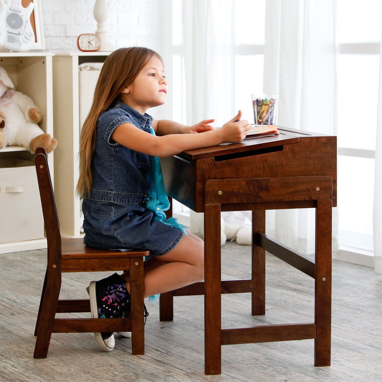 Lipper Kids Desk With Chair Slanted Top Multiple Finishes Walmart Com Walmart Com