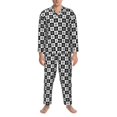 thumbnail image 3 of Sikiie Checkerboard With Snowflake 1 Mens Pajama Set, Soft Warm Long Sleeve Sleepwear, Cozy Button-Down Pjs for Men-X-Large, 3 of 7