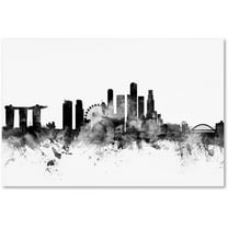 Trademark Fine Art "Singapore Skyline B&W" Canvas Art by Michael Tompsett