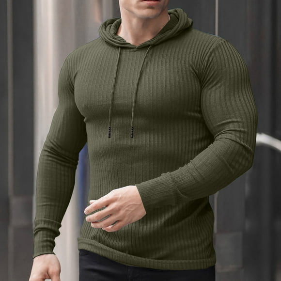 Compression Sweatshirts for Men Workout Hoodie Long Sleeve Stretch Muscle Shirt Pullover Hooded Tops Clearance
